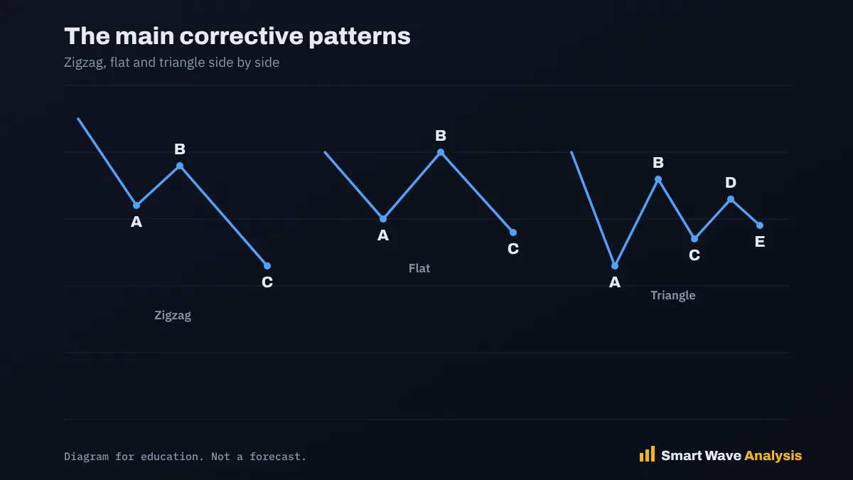 Diagram comparing zigzag flat and triangle corrective patterns