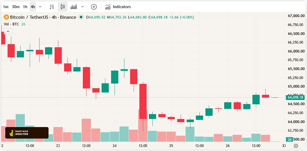 Bitcoin (BTC/USDT) 4H Wave Update: Corrective Dip Holds, Bulls Eye $66,700
