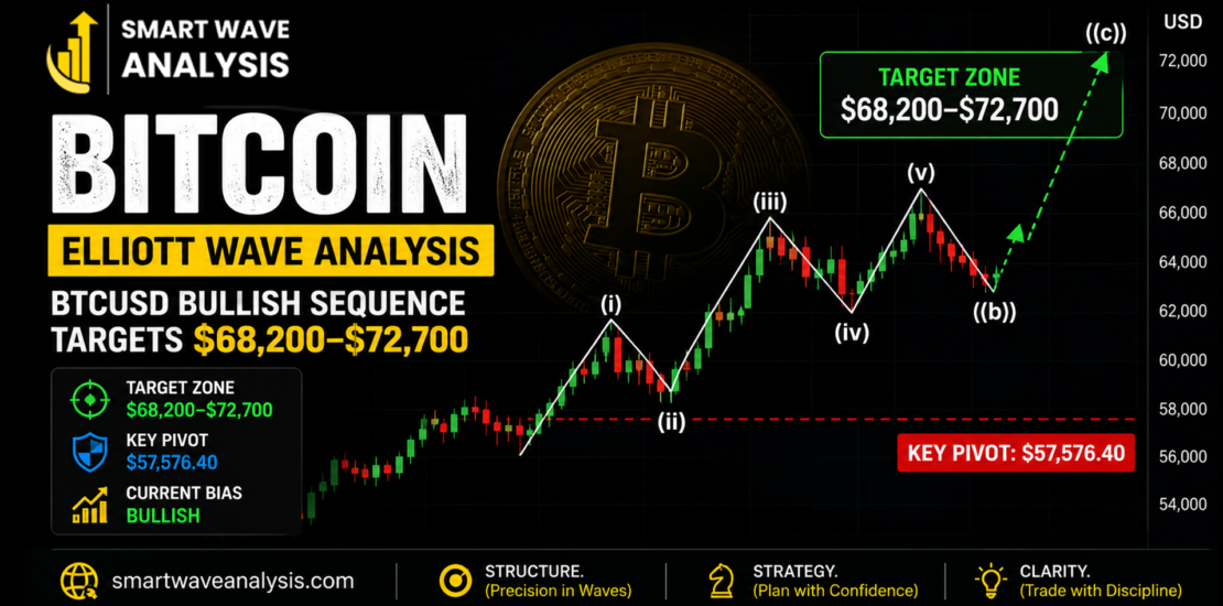 Bitcoin Elliott Wave Analysis: BTCUSD Bullish Structure Eyes $68,200–$72,700